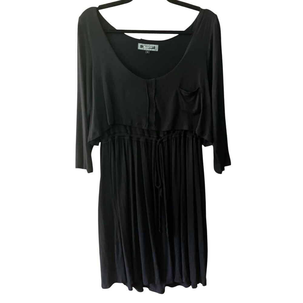 Zashi layered look 3/4 sleeve casual mini dress